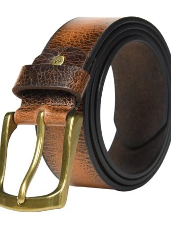 Men Casual Brown Crunch Leather Belt