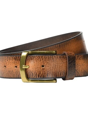 Men Casual Brown Crunch Leather Belt